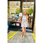 DEREK LAM 10 CROSBY x RTR Light Blue Cotton Button Front Tie Waist Romper Size46 Size undefined Photo 1