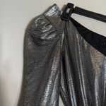 NBD Revolve Aoki One Shoulder Mini Dress Women's Small Silver Metallic Party Photo 8