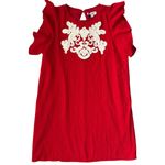 THML Embroidered Cap Sleeve Eloise Mini Shift Dress Red White Size Large Photo 4