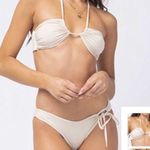 l*space L* Dawn Convertible Bikini Swim Top in Shimmer Bone XL NWT Photo 0