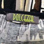 Dolcezza Womens Shirt Top Full Zip Long Sleeve Ribbed Ruffled Hem Black Brown S Photo 6