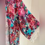 Umgee  Floral Lace Trim Open Front Kimono Cardigan Women’s Size XL Boho Photo 2