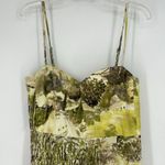 ZARA Corset Top Midi Dress Green Abstract Print Sleeveless Side Slit Size L Photo 2