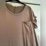 Lush Clothing Casual T-Shirt Maxi Dress with Pocket Taupe Brown B3 Photo 2
