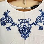 Lulus Blue & White Embroidered Short Sleeve Mini Dress Photo 2