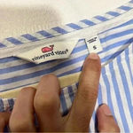 Vineyard Vines Striped Blue and White Tiered Sleeve Top | size small Photo 1