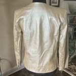 Dialogue ✨Metallic Gold Genuine Leather Jacket – XS, Luxe Minimalist Zip Front ✨ Photo 2