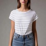 Shein Striped Knot-Front T-Shirt Photo 8