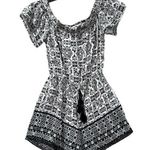 Macy's BEBOP Women’s Black & White Printed Off-The-Shoulder Romper SZ S Photo 0