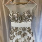 Jovani White and Gold Embellished Dress Bridal Engagement Prom Black Tie size 4 Photo 2