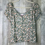 No Boundaries  Size XL(15-17)Milkmaid Floral V-Neck Button Front Shirred Back Top Photo 0
