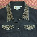 90s VTG CHEETAH RHINESTONE BLING BLACK BOXY VEST Size M Photo 1