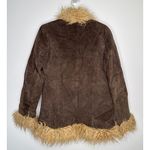 Y2K dELiA*s Suede Faux Fur Trim Jacket – Brown Shaggy Coat Size M (1990s/2000s) Tan Size M Photo 3