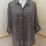 Mango Violeta 100% Cotton floral button down shirt adjustable sleeves Sz XL Photo 1