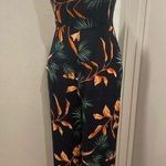 Forever 21  F21 Navy Blue Tropical Floral Bird of Paradise Halter Jumpsuit - S Photo 0