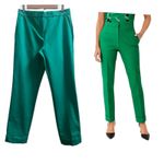 Ann Taylor  New Kelly Green The Tall High Rise Eva Cuff Ankle Pant Size 6 #59646 Photo 2
