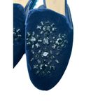 Michael Kors Michael  Edie Admiral blue velvet slides shoes black rhinestones 7.5 Photo 2