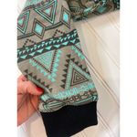 Focus Tribal Pattern Full Zip Hoodie Pocket Outdoor Loungewear Womens Size M Green Size M Photo 4