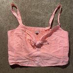 Universal Threads Universal Thread Crop Top Womens 2X XXL Linen Coral Tank Tie Front Smocked Shirt Photo 0