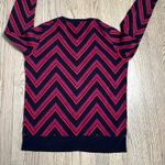 Merona  Women's Cardigan Sweater L Navy Purple Red Chevron Button Down Cotton Photo 2