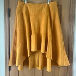 Anthropologie Maeve Cosima Flounced Hi-Low Suede Midi Skirt Mustard size 16W Photo 2