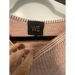 W5  Size Small Brown And White Stripe Button Accent Sleeves‎ Scoop Neck Tee Photo 2