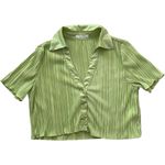 Peppermayo  Sundowner Cropped Shirt Pleated Satin Lime Green Women's US Size 8 Photo 3