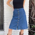 Y2k western knee lengths denim button from skirt with pockets sz m / 29x23 Blue Size M Photo 0
