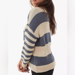 O'Neill Sweater Womens Size L Blue Cream Stripe Crochet Y2K Beachy Coastal Boho Photo 1