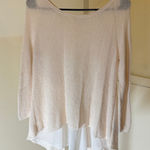 Anthropologie  Moth EUC Women's Cream Marled Knit Split Back Chiffon Sweater XS Photo 0