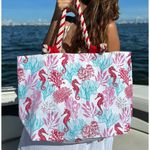 Beach Bag Tote, Ocean Seahorse Coral Beach Bags Pool Bag Shoulder Travel Tote Photo 0
