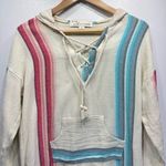 Vintage Havana 100% Cotton Striped Lace Trimmed Baja Hoodie Size Medium Photo 3