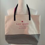 Kate Spade  Cream and Black Striped Canvas Tote Photo 0