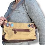 Vintage Etienne Aigner Beige Canvas Leather Shoulder Bag Classic Neutral Purse Tan Photo 12