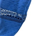 Lane Bryant  royal blue long sleeve 16 Swiss dot v-neck top popover cutout detail Photo 2