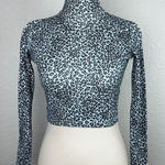 Brandy Melville  Long Sleeve Sleeve Animal Print Leopard Gray Crop Top Photo 0