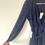 Bardot  Bellissa Sequin Mini Wrap Dress Navy Blue Long Sleeve Formal Cocktail Photo 9