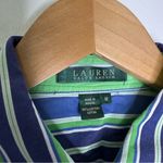 Ralph Lauren  Women’s Striped Blue and Green Button Shirt Size Medium Photo 3
