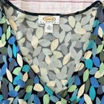 Talbots V Neck Womens 3/4 Sleeve Faux Wrap Dress Size 6 By Blue Leaf Print Photo 4