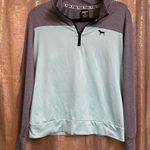 PINK - Victoria's Secret  Light Blue Gray Fitted Ultimate Active Zip Pullover Large Photo 0