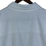 Flax Linen Tunic White Button Down Long Sleeve Collared Relaxed Coastal Chic SzL Photo 3