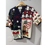 Vintage 90s Eagle's Eye Patriotic American Flag Bear KNITTED sweater Size Medium Photo 1