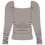 Maje NWOT  Take Square Neck Ruched Stripe Top Navy Pink Academia Fairy 1/US 4 Photo 2