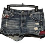 Miss Me Rhinestone FLAG Denim Jean Cut Offs Shorts 27 JP7185H Stars Stripes Photo 0