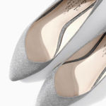 ZARA ‎ Glitter Slip On Point Toe Ballet Flats in Silver Size 38 or 7.5 Photo 0