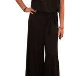Ariella Black Jumpsuit Wide Leg Strapless Drawstring Waist Size M Photo 0