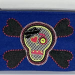 Shiraleah ‎ Skull Crossbones Makeup Cosmetic Bag Pouch Purse Blue Photo 0
