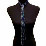 Vintage Peacock Pearls Necklace Endless Strand 99 inches Long Purple Photo 2