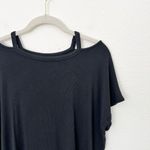 Athleta [] Black Glimpse Open Neck Cutout Short Sleeve T-Shirt Ribbed Sz Small S Photo 5