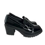 🔃Black Chunky Heeled Mary Jane Penny Loafers Black Size 7.5 Photo 2
